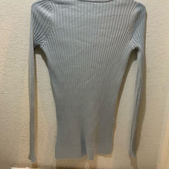 Athleta Glacial Blue Lincoln Park Ribbed Crew Neck Side Slit Sweater XXS - Picture 7 of 8